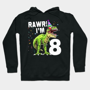 Kids 8 Rex 8th Birthday Shirt Third Dinosaur 8 Year Old Hoodie